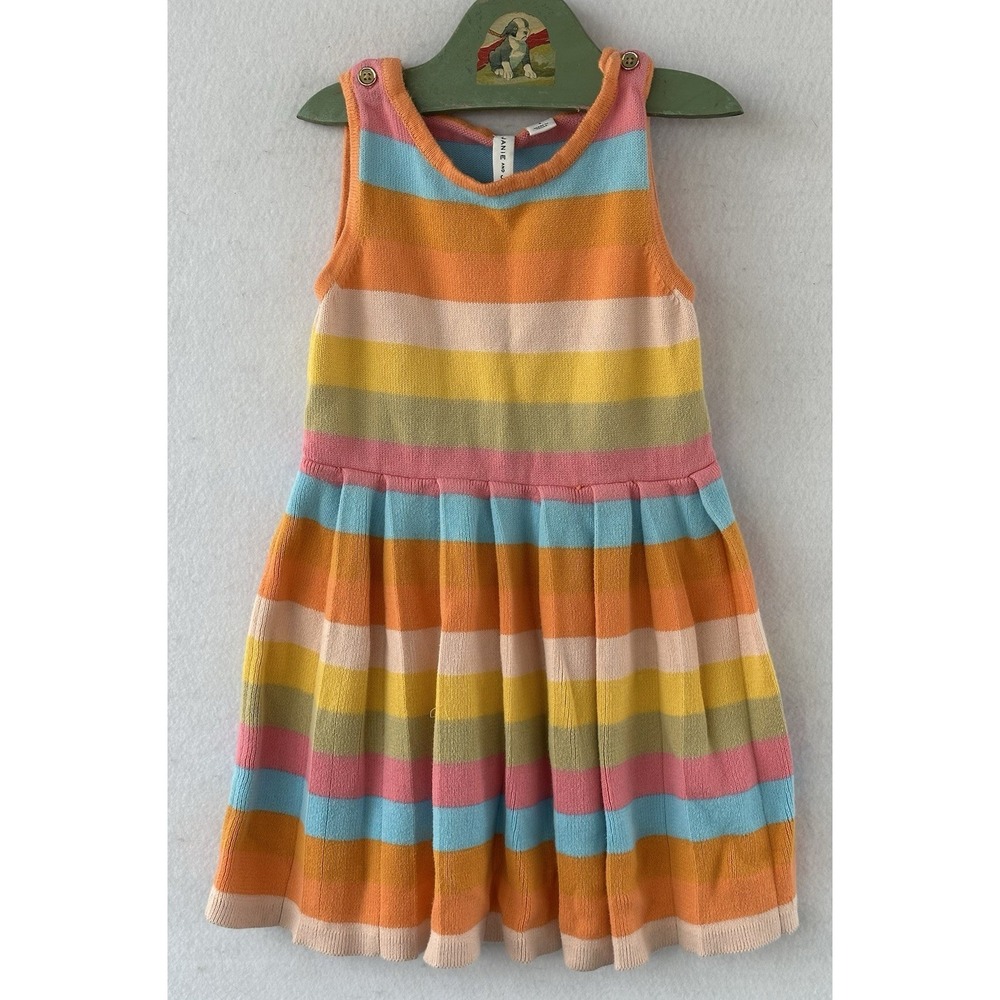 Janie Jack Sleeveless Easter Dress Girl’s Size 4 Rainbow Spring Summer